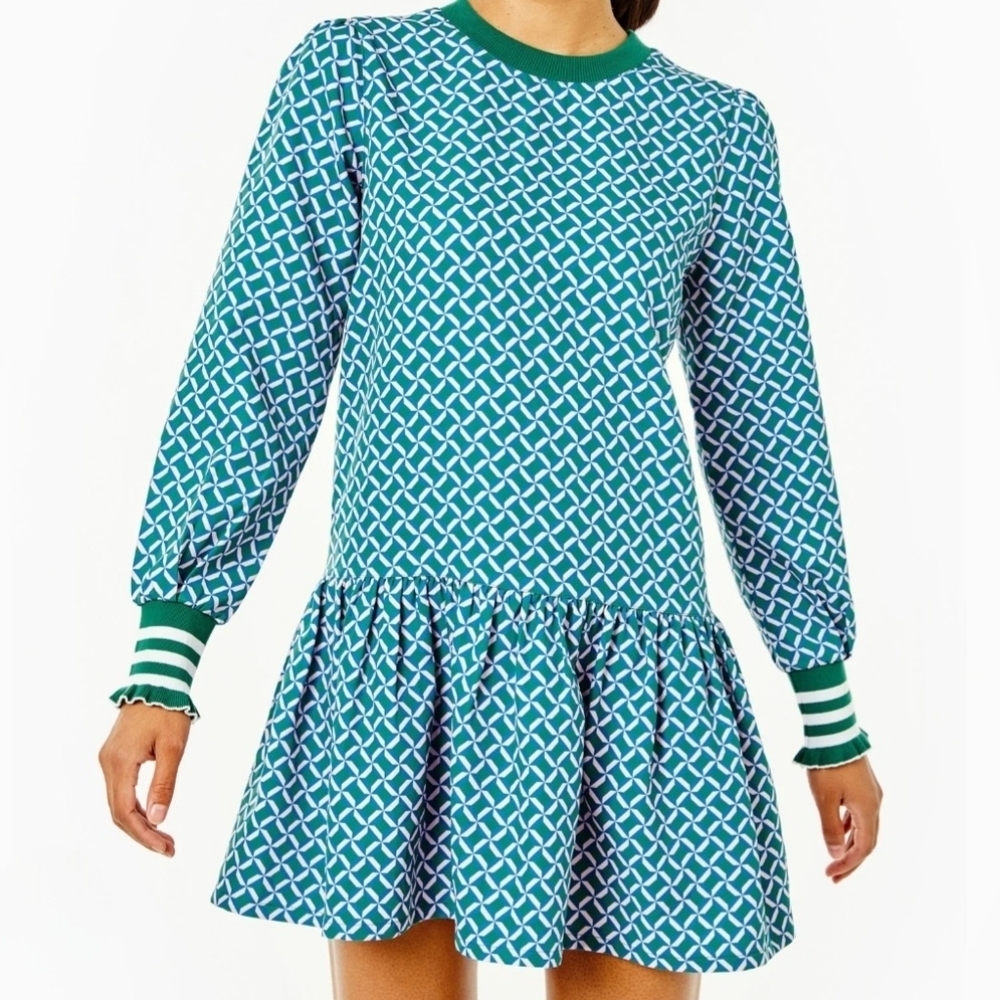 Addison Bay Womens Crew Neck Long Sleeve Back Zipper Closure Mini Dress Size XL.